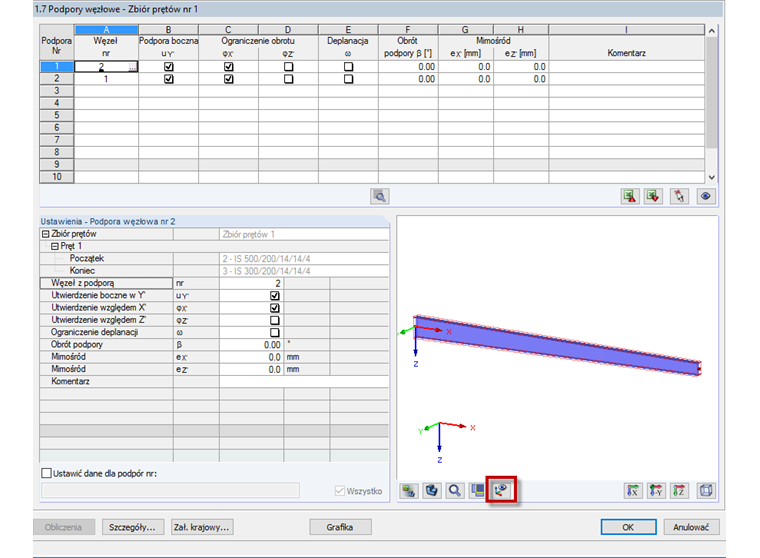 6 – Wprowadzanie podpór węzłowych