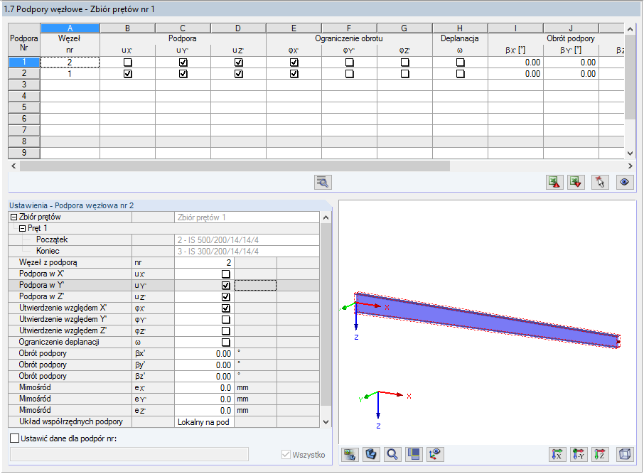 6 – Wprowadzanie podpór węzłowych