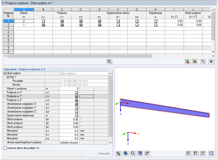 6 – Wprowadzanie podpór węzłowych