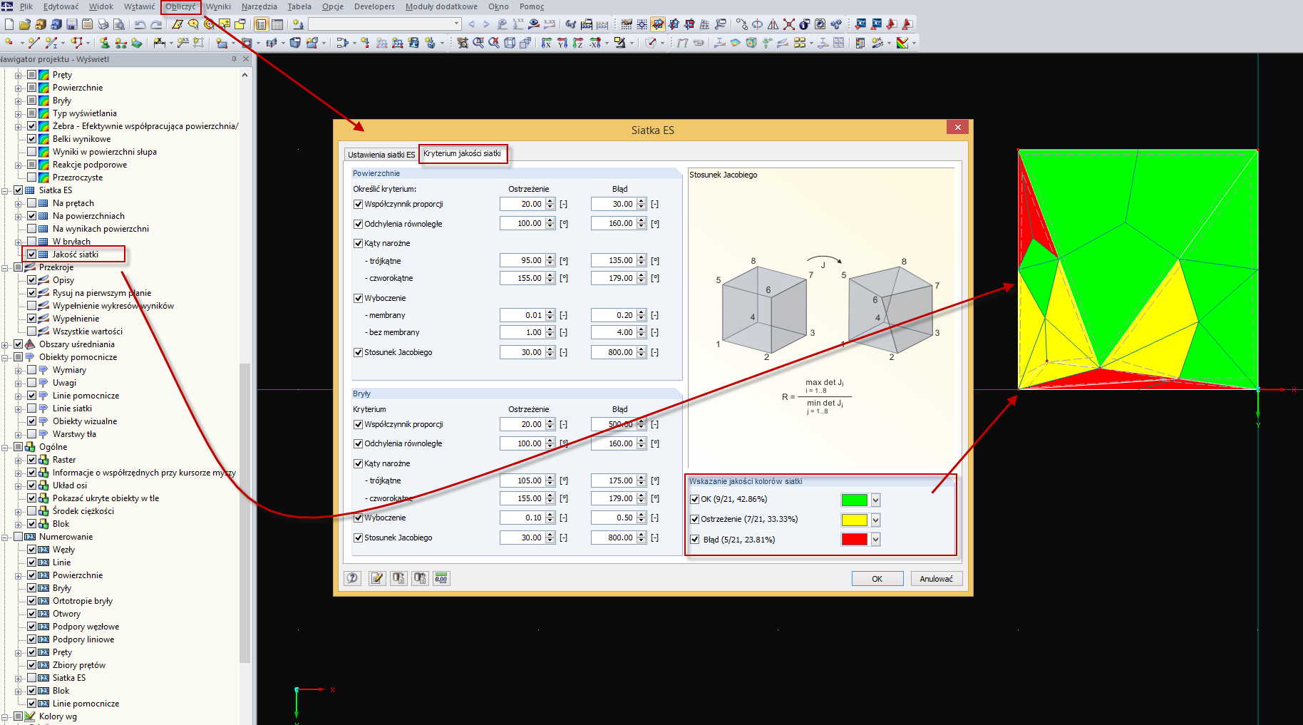 Wyświetlanie jakości siatki ES