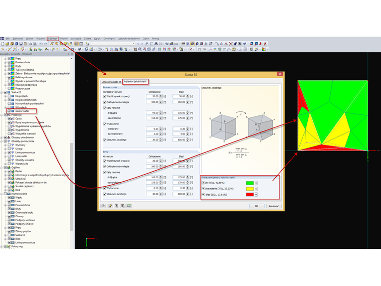Wyświetlanie jakości siatki ES