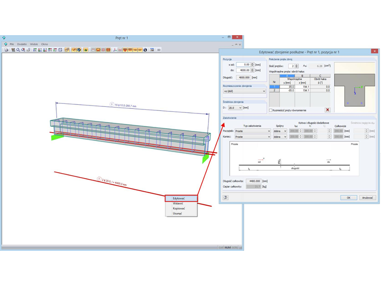 Bewehrung direkt im Grafikfenster anpassen
