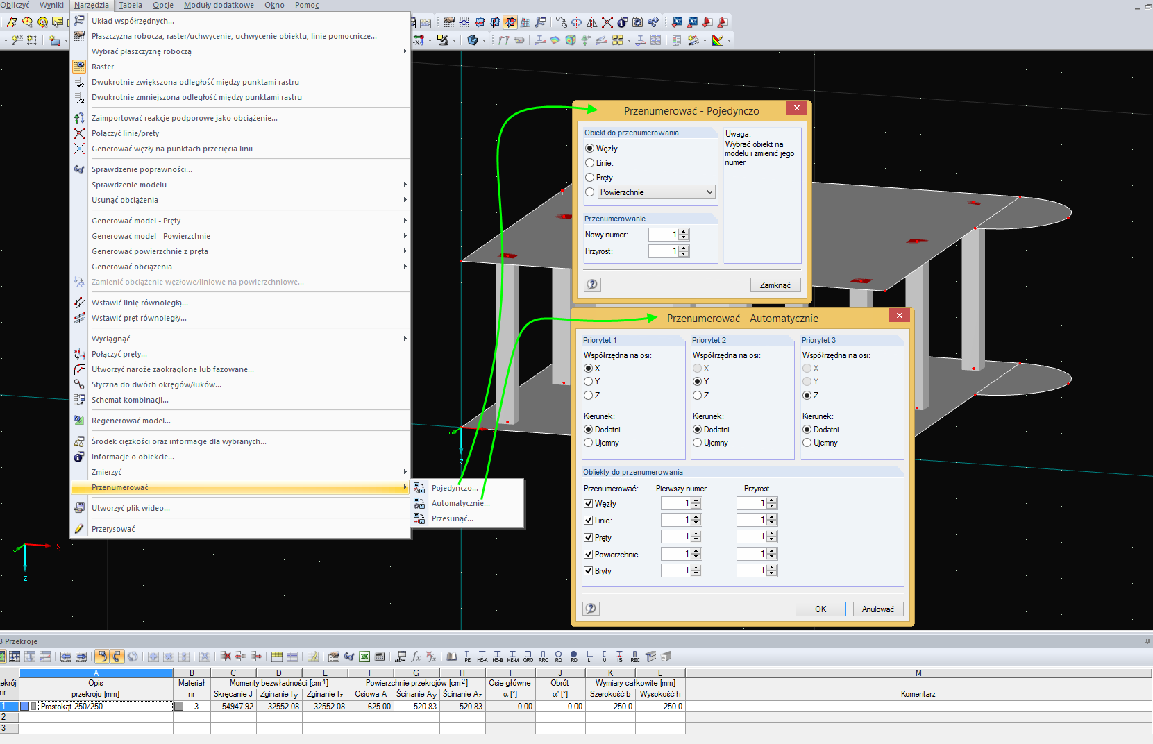 Zmiana numeracji elementów konstrukcyjnych