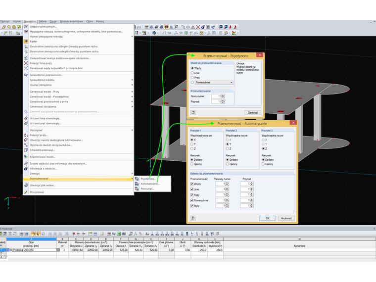 Zmiana numeracji elementów konstrukcyjnych
