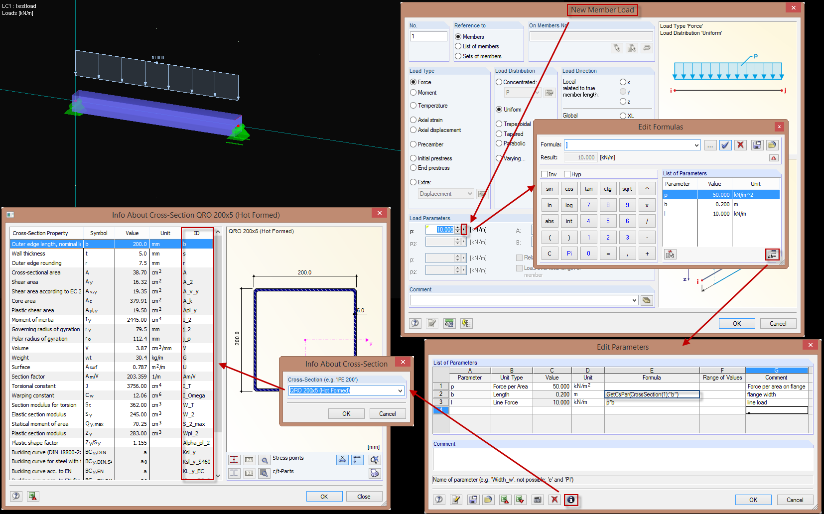 edytuj obciążenie prętowe