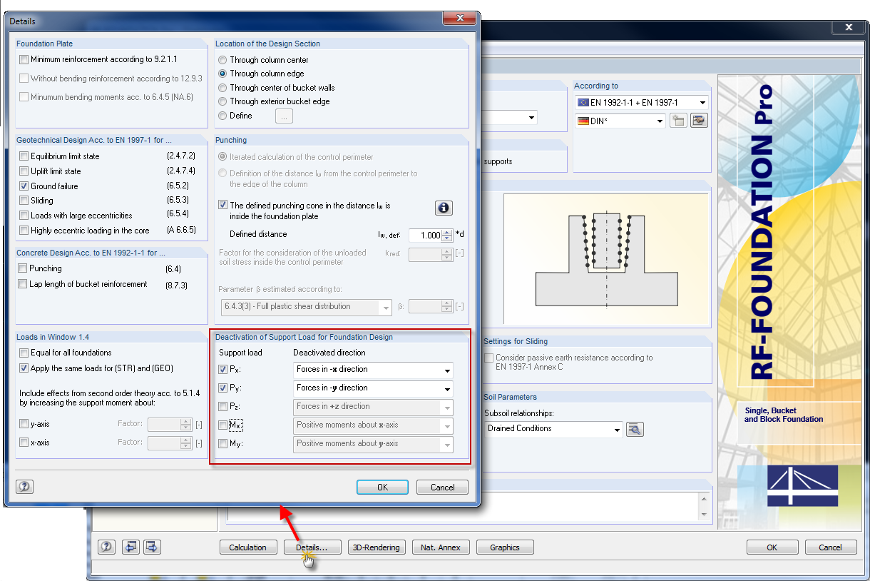 Pominięcie sił podporowych przy obliczaniu pojedynczego fundamentu