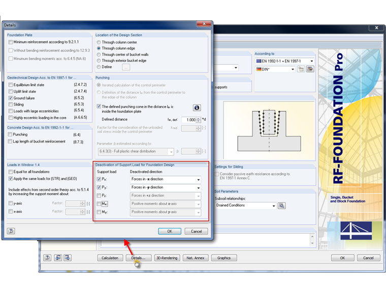 Pominięcie sił podporowych przy obliczaniu pojedynczego fundamentu