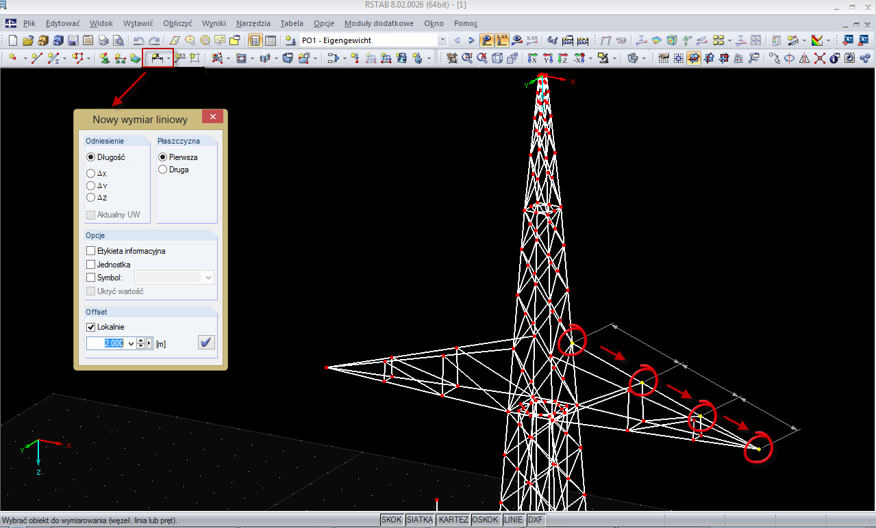 Wymiarowanie łańcucha skośnego