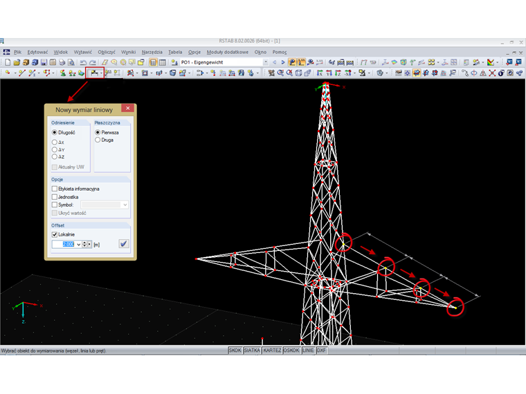 Wymiarowanie łańcucha skośnego