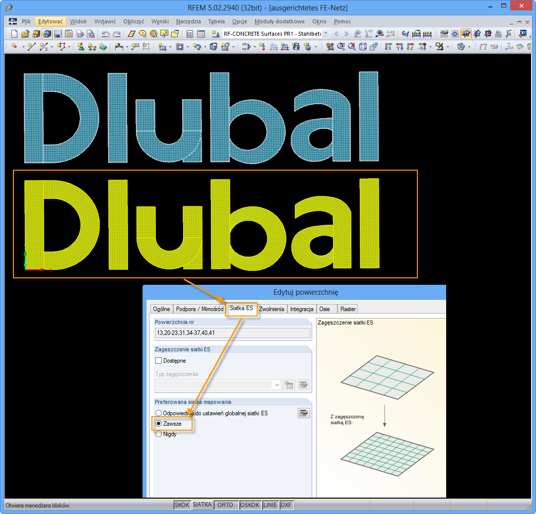 Korzystanie z siatki mapowania