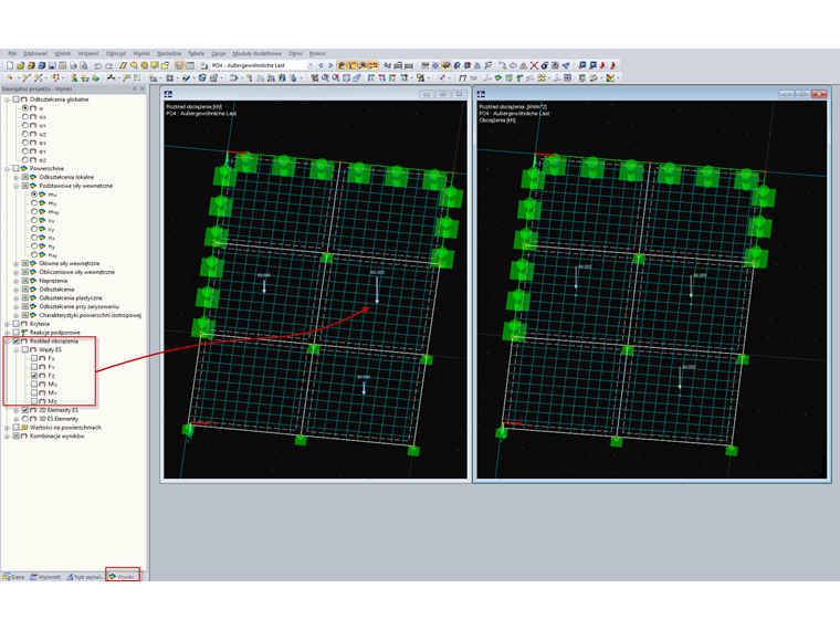Sprawdzanie wprowadzania obciążenia poprzez rozkład obciążenia