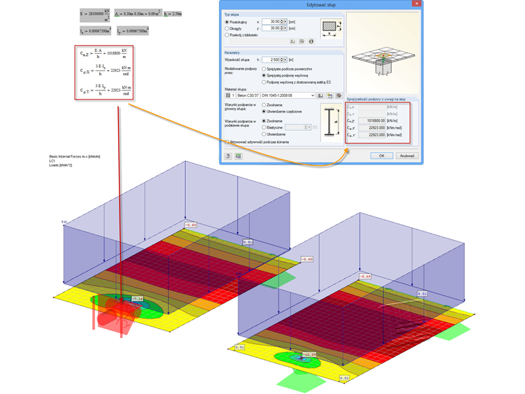 Obliczenia sprężyn słupów