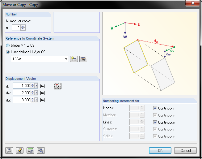 Przenoszenie i kopiowanie w układzie współrzędnych zdefiniowanym przez użytkownika
