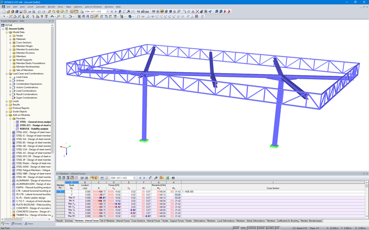 Modell der Überdachung in RSTAB