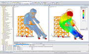 3D-Modell und Verformungsfigur des Edy in RFEM (© sblumer ZT GmbH)