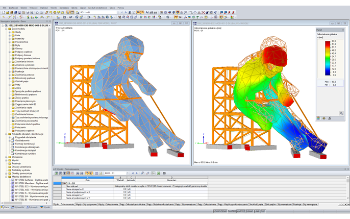 3D-Modell und Verformungsfigur des Edy in RFEM (© sblumer ZT GmbH)