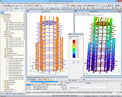 3D-Modell des Aussichtsturmes und Verformungsfigur in RFEM (© Harrer Ingenieure)
