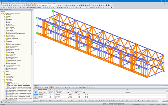 Model w RFEM kratownicy z uwzględnieniem dwóch nowych stropów (© Indermühle Bauingenieure)