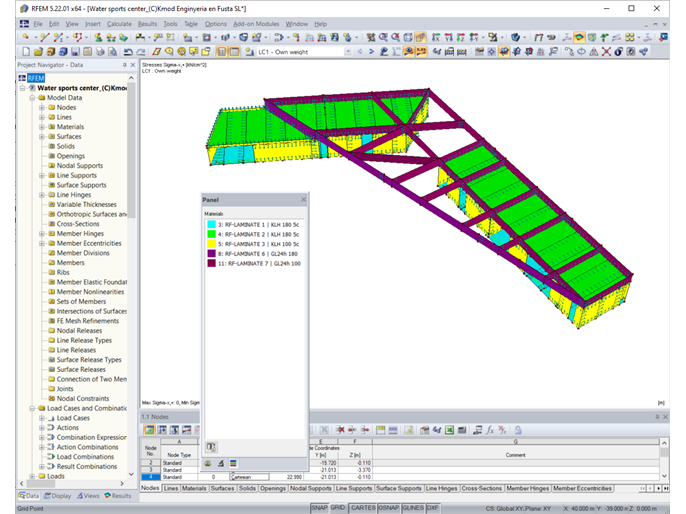 Model centrum sportów wodnych w RFEM (© Kmod Enginyeria en Fusta SL)