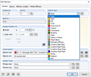Typy prętów w programie RFEM