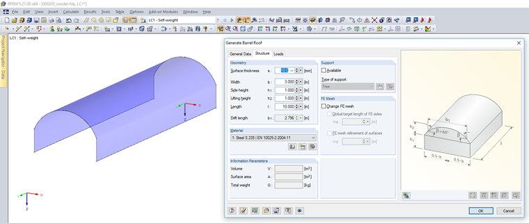 Generator modeli - Dach beczkowy