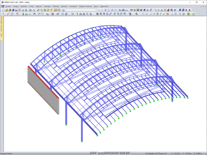 Model hali stalowej w RFEM