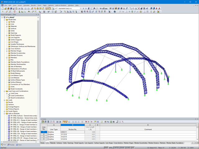 Główny model konstrukcji 3D w programie RFEM (© formTL)