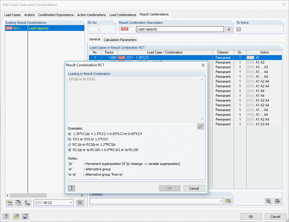 Kombinacja wyników: lub Superpozycja wyników LC z kryterium 'Stałe'
