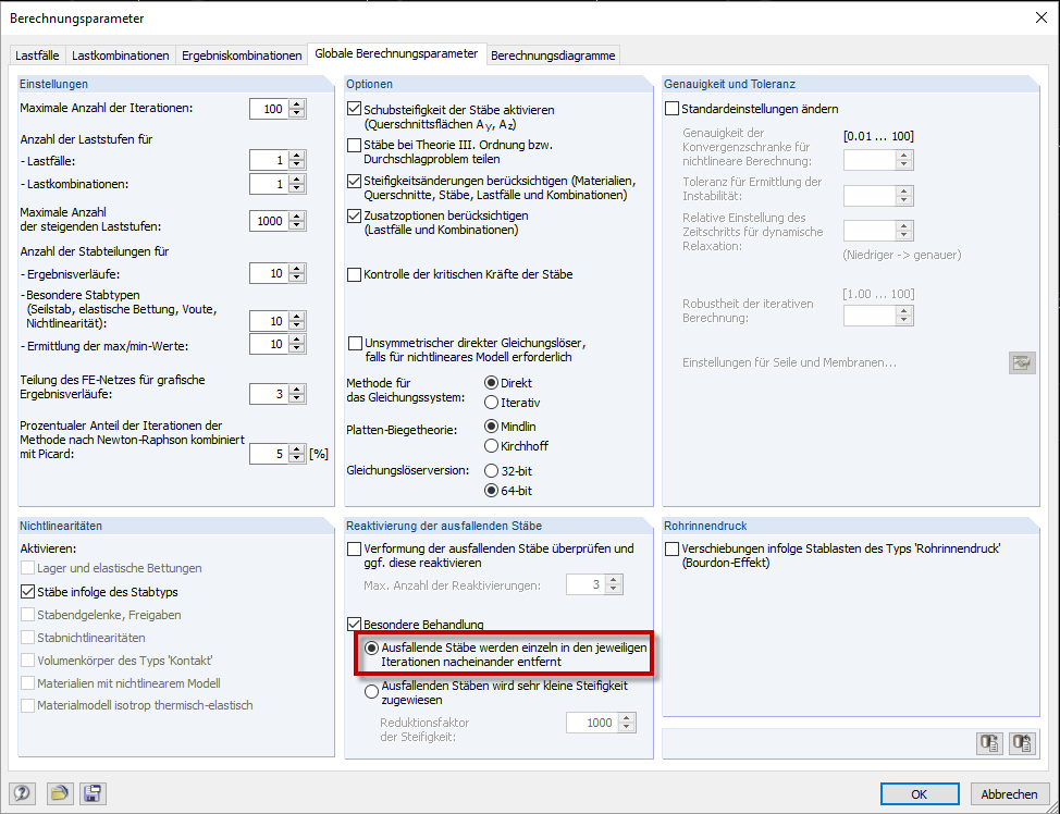 Okno dialogowe Parametry obliczeń