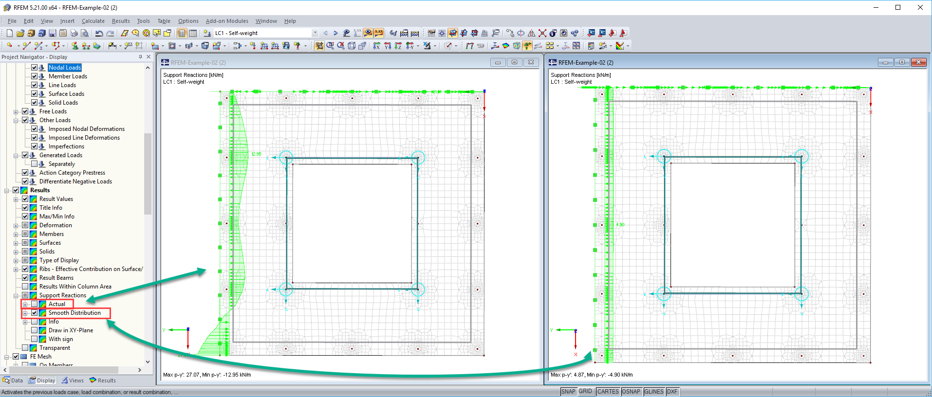 Wybór rozkładu reakcji podporowych