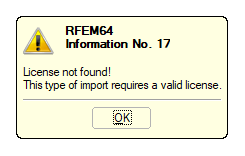 Ostrzeżenie o braku licencji dla interfejsu "RF-LINK"