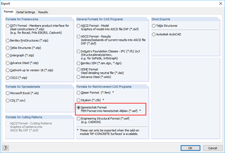 Eksport zbrojenia powierzchniowego do Allplana