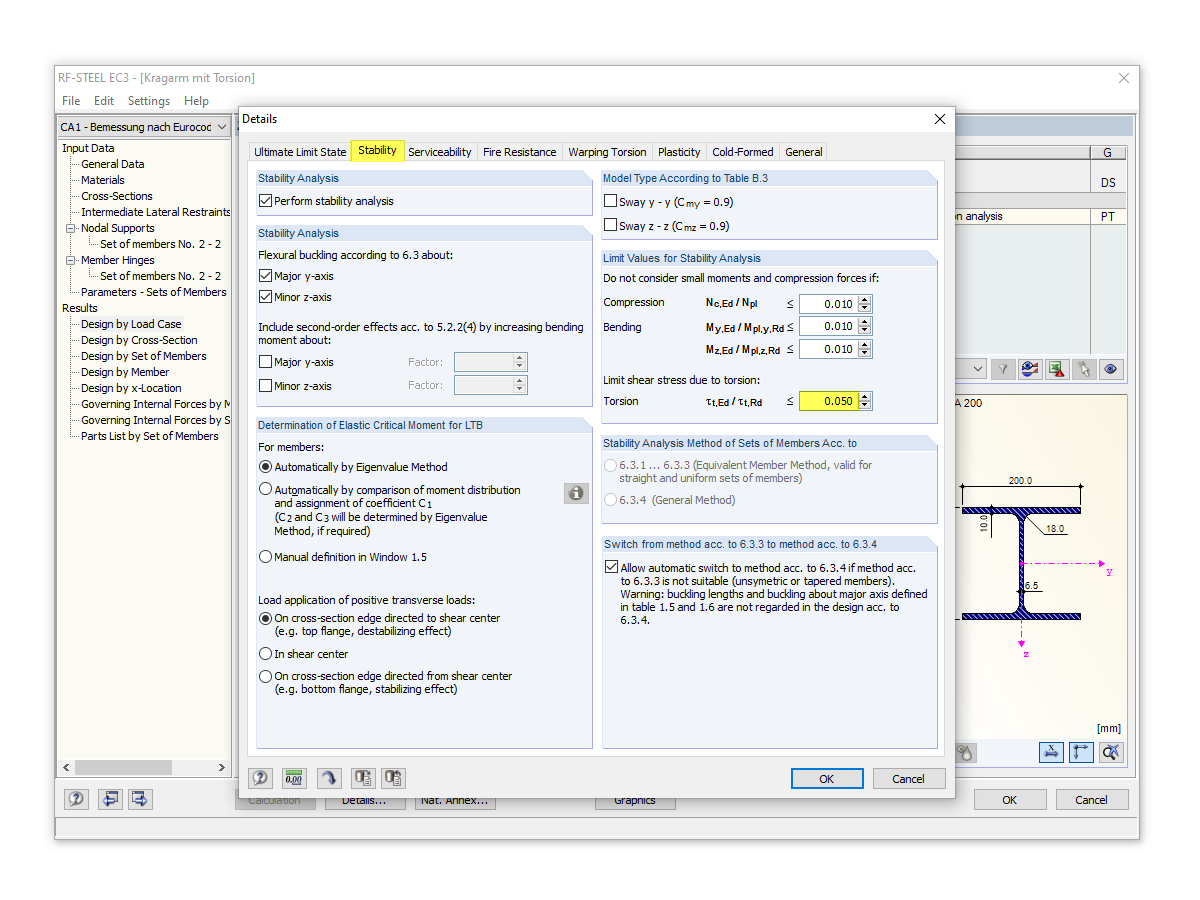 Ograniczenie naprężenia ścinającego wywołanego skręcaniem