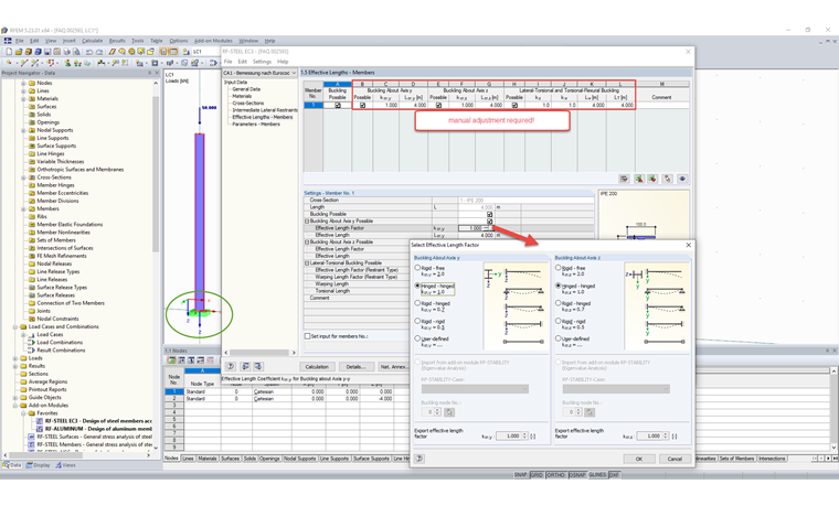 Ręczna regulacja współczynników długości efektywnej