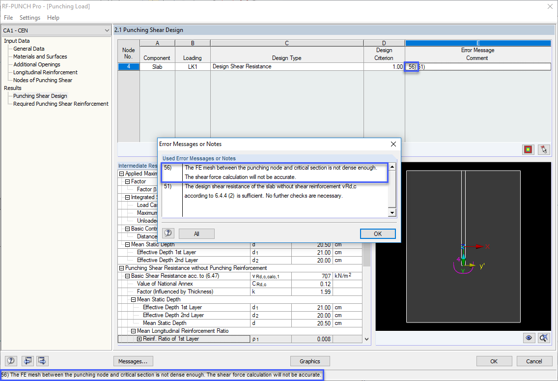 Komunikat nr 56 w oknie wyników 2.1