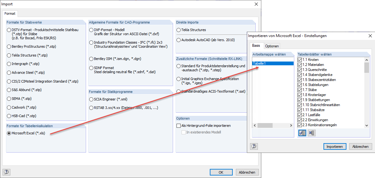 Import z programu EXCEL