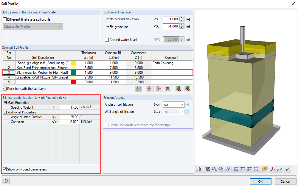Dostosowanie parametrów gruntu do odpowiedniej warstwy gruntu