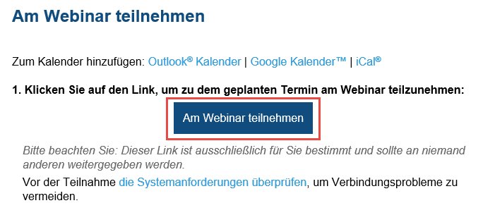 Link rejestracyjny w e-mailu potwierdzającym