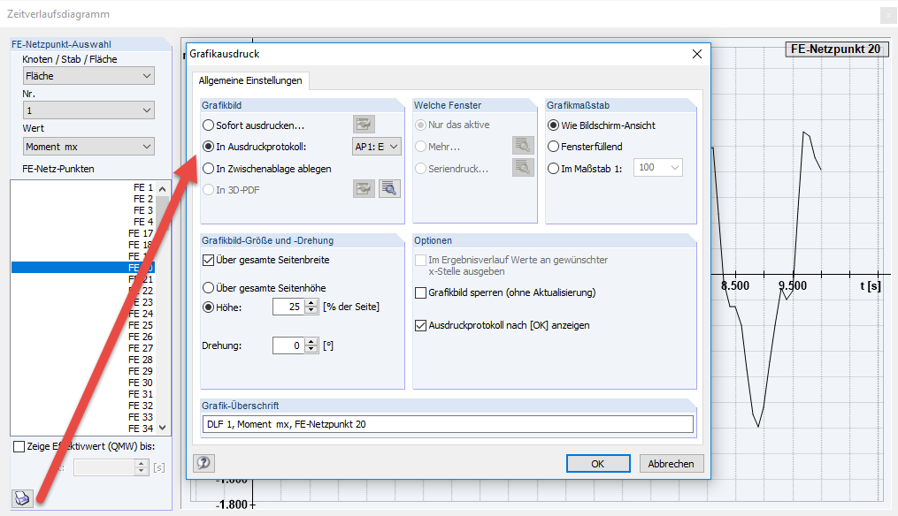 Graficzny wydruk monitora przebiegu w czasie