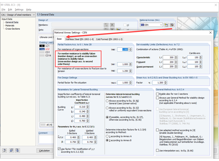 Szczegółowe ustawienia załącznika krajowego (NA)