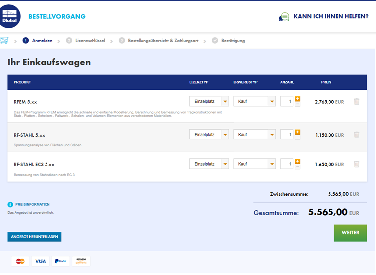 Wybrane produkty w koszyku