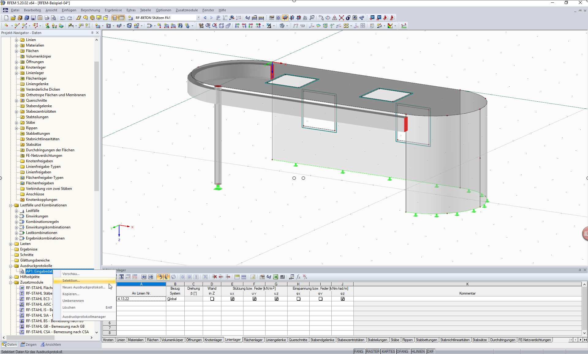 Menu skrótów protokołu wydruku