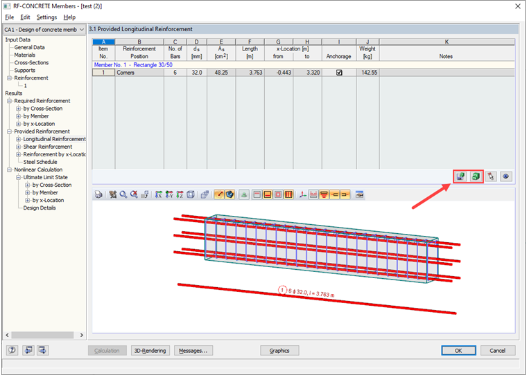 Zbrojenie w module dodatkowym RF-CONCRETE Columns