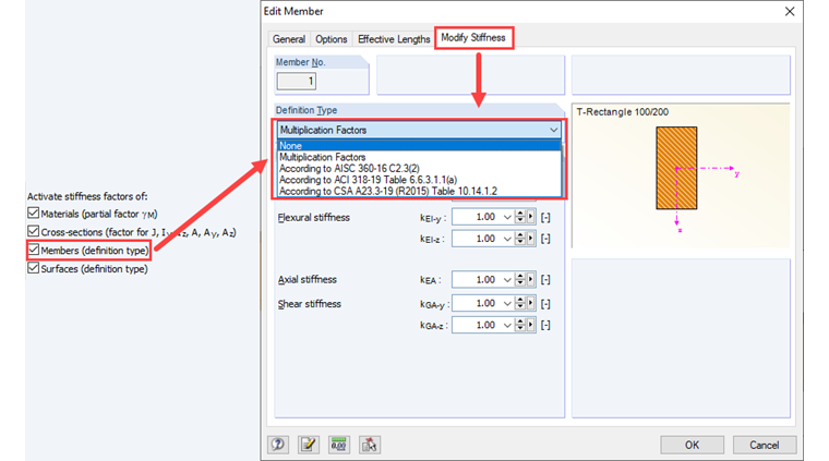 Redukcja sztywności prętów