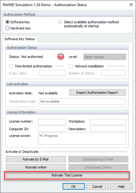 Aktywacja licencji trial