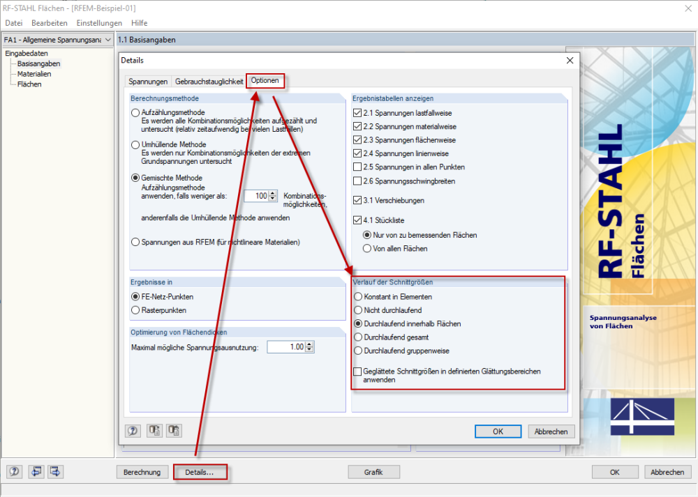 Rozkład sił wewnętrznych w RF-STEEL Surfaces