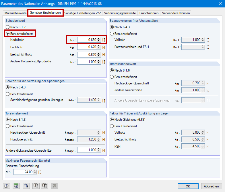 Ręczne definiowanie współczynnika pęknięcia