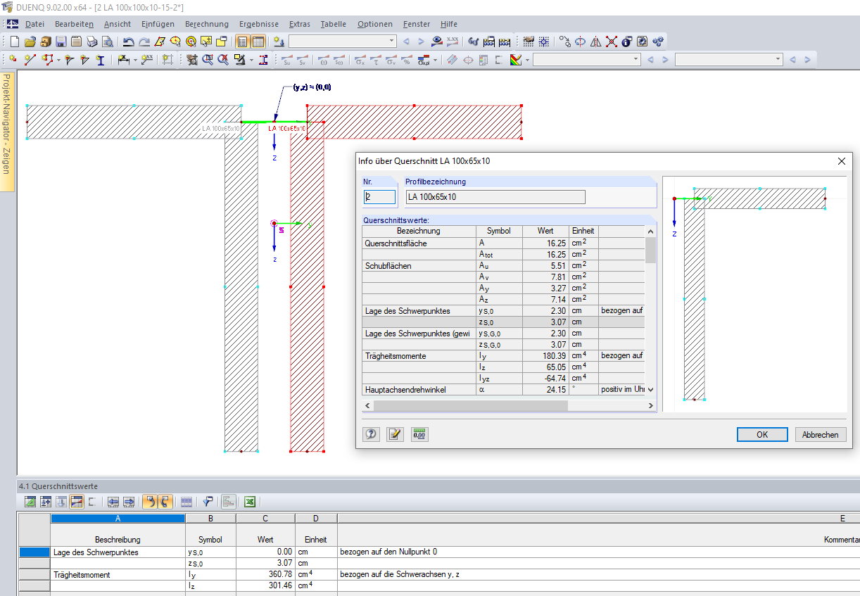 Przekrój składający się z kilku połączonych ze sobą przekrojów częściowych