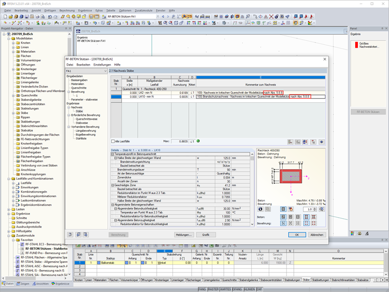 Obliczenia odporności ogniowej w RF-/CONCRETE Columns