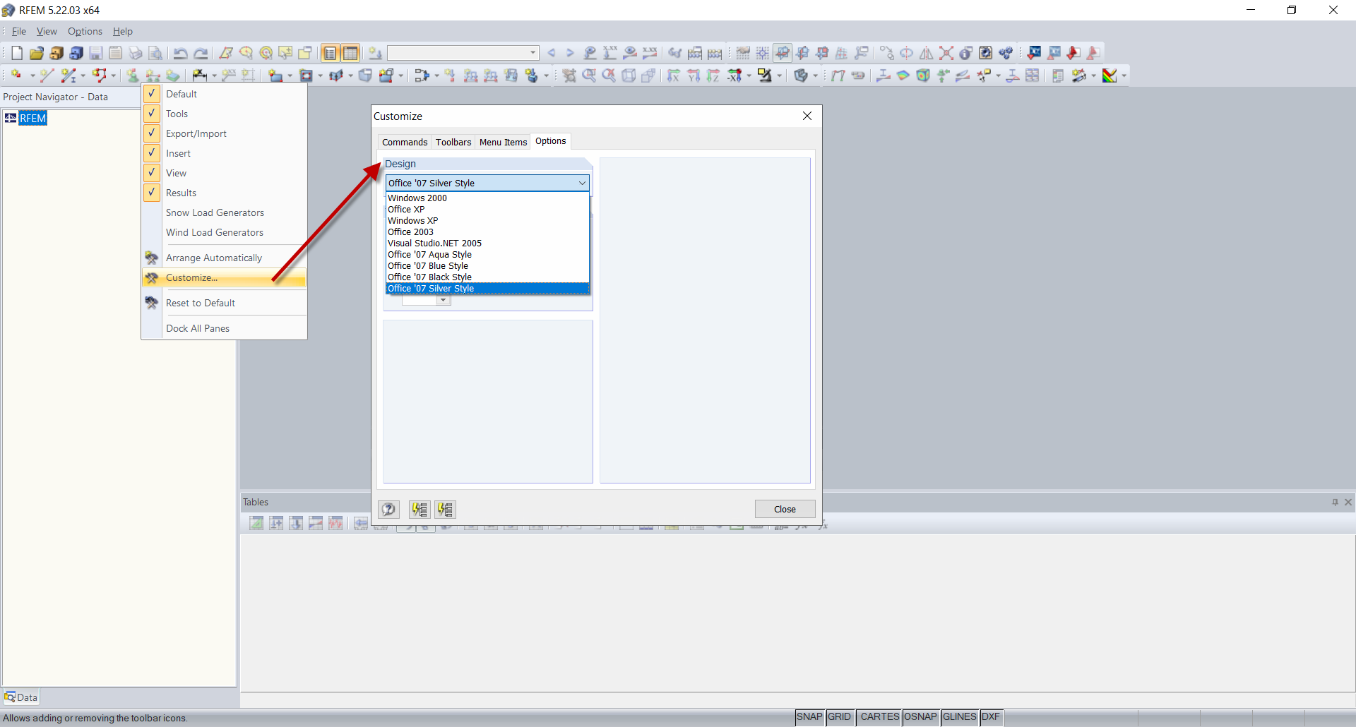 Dostosować → Opcje